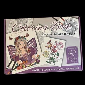 Adult Coloring Book with 36 Markers-A Collection of 40 Beautiful Images